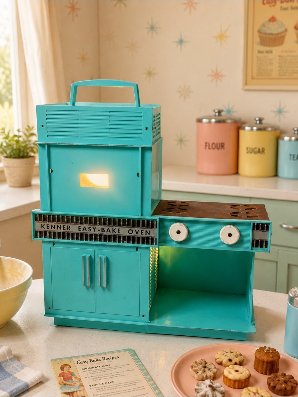 1964 Kenner Easy-Bake Oven #1600 Turquoise 1960s Vintage Tested Working